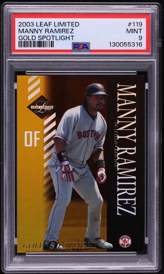 2003 Leaf Limited Gold Spotlight Manny Ramirez /50 #119 PSA 9 MINT