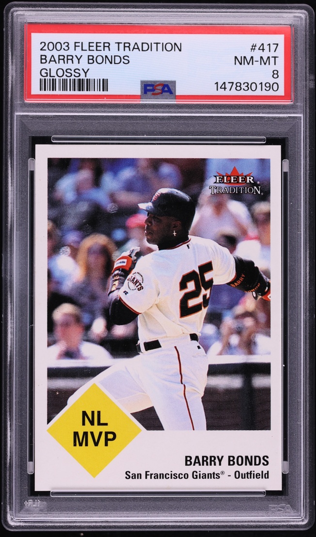 2003 Fleer Tradition Glossy Barry Bonds /100 #417 PSA 8 NM-MT