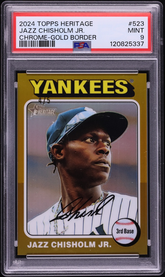 2024 Topps Heritage Chrome-Gold Border Jazz Chisholm Jr. /5 #523 PSA 9 MINT