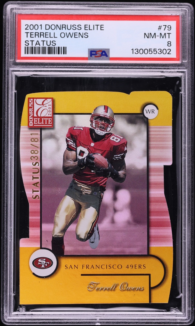 2001 Donruss Elite Status Die-Cut Terrell Owens /81 #79 PSA 8 NM-MT