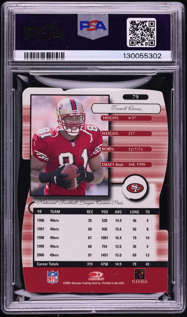2001 Donruss Elite Status Die-Cut Terrell Owens /81 #79 PSA 8 NM-MT - Photo 2