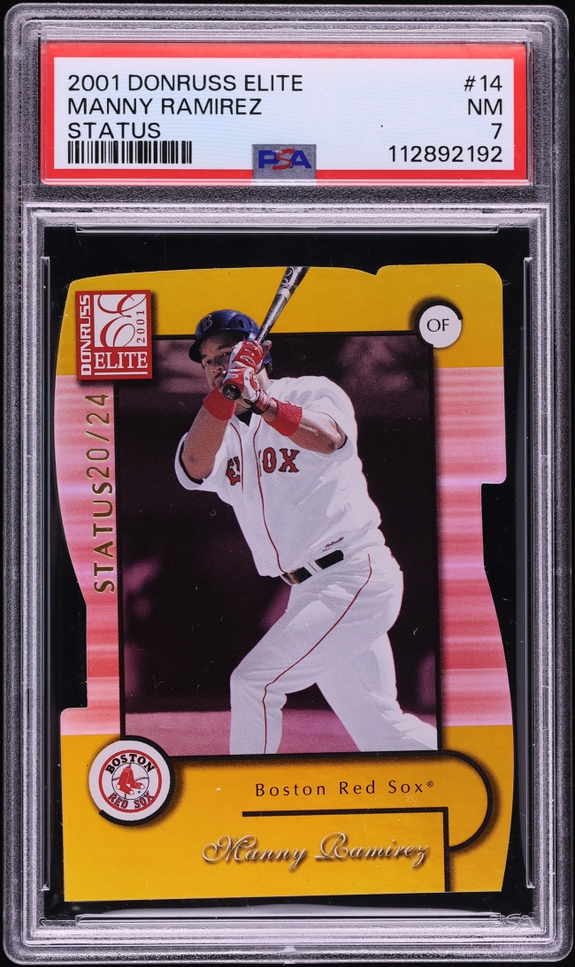2001 Donruss Elite Status Die-Cut Manny Ramirez /24 #14 PSA 7 NRMT