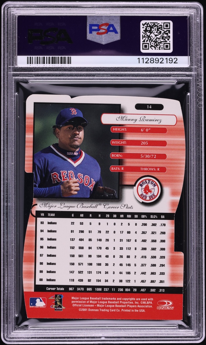 2001 Donruss Elite Status Die-Cut Manny Ramirez /24 #14 PSA 7 NRMT - Photo 2