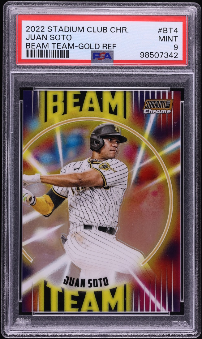 2022 Stadium Club Chrome Beam Team Gold Refractor Juan Soto JERSEY # 22/50 #BT-4 PSA 9 MINT
