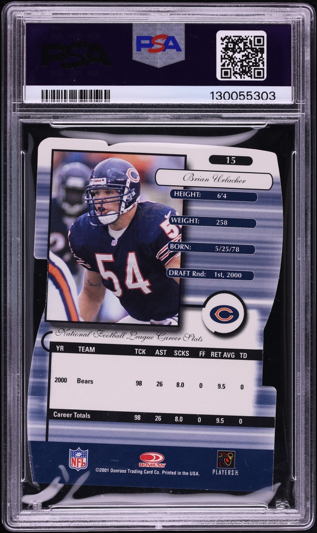 2001 Donruss Elite Status Die-Cut Brian Urlacher /54 #15 PSA 8 NM-MT - Photo 2