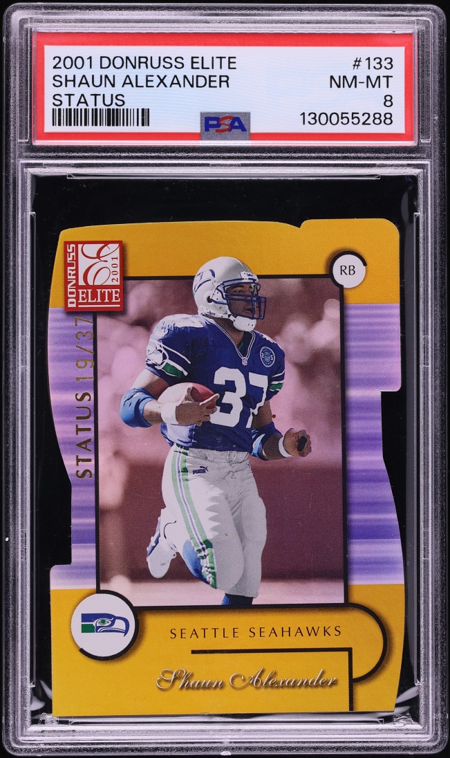 2001 Donruss Elite Status Die-Cut Shaun Alexander /37 #133 PSA 8 NM-MT