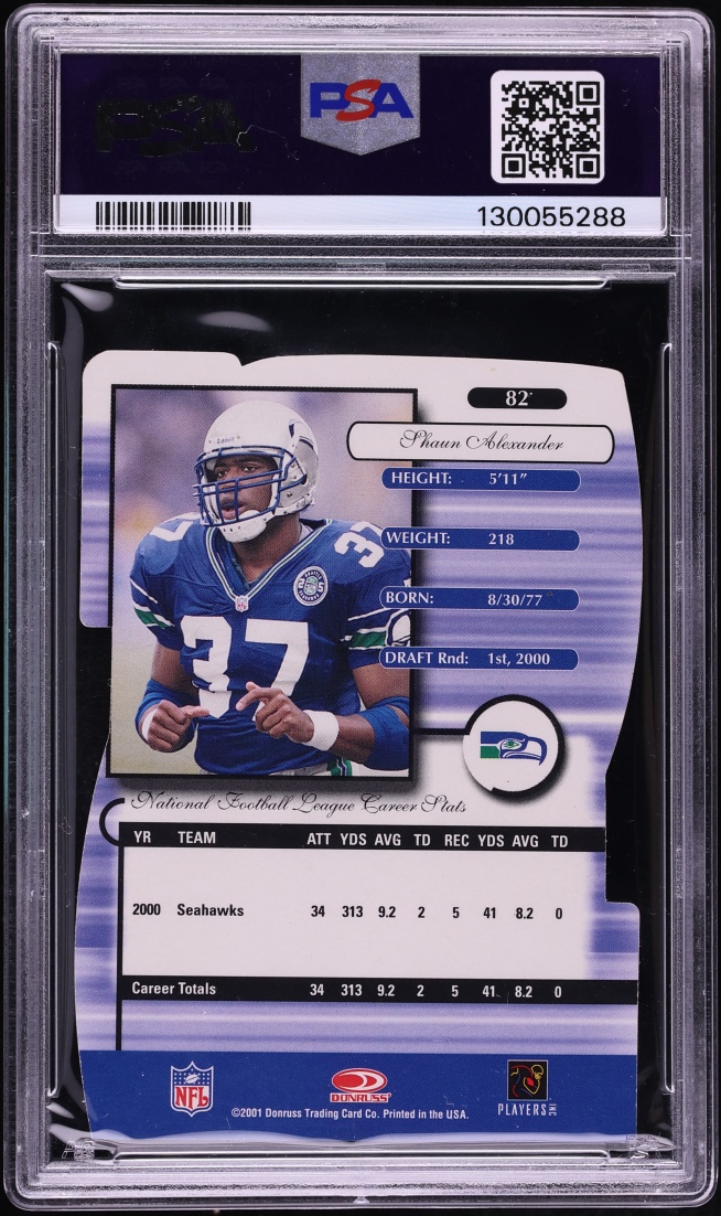 2001 Donruss Elite Status Die-Cut Shaun Alexander /37 #133 PSA 8 NM-MT - Photo 2