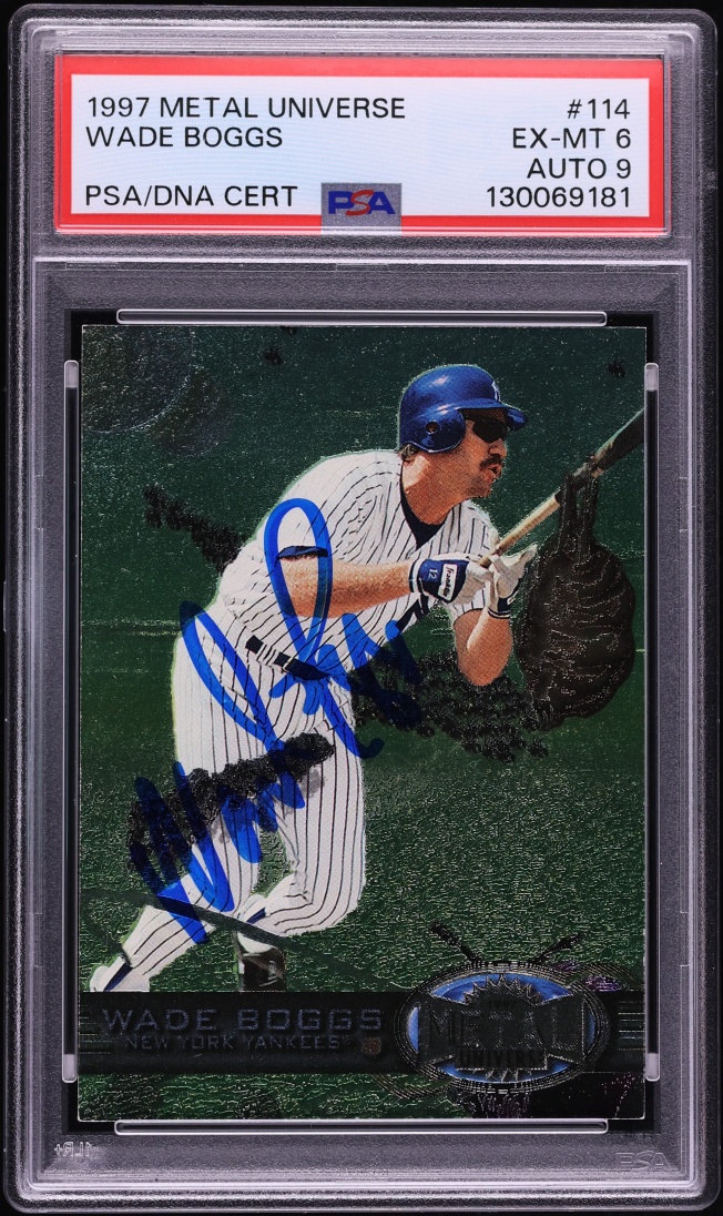 1997 Metal Universe Wade Boggs AUTO DNA 9 #114 PSA 6 EXMT