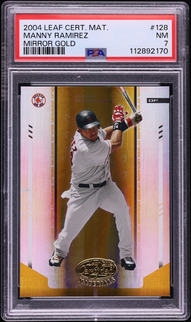 2004 Leaf Certified Materials Mirror Gold Manny Ramirez /25 #128 PSA 7 NRMT