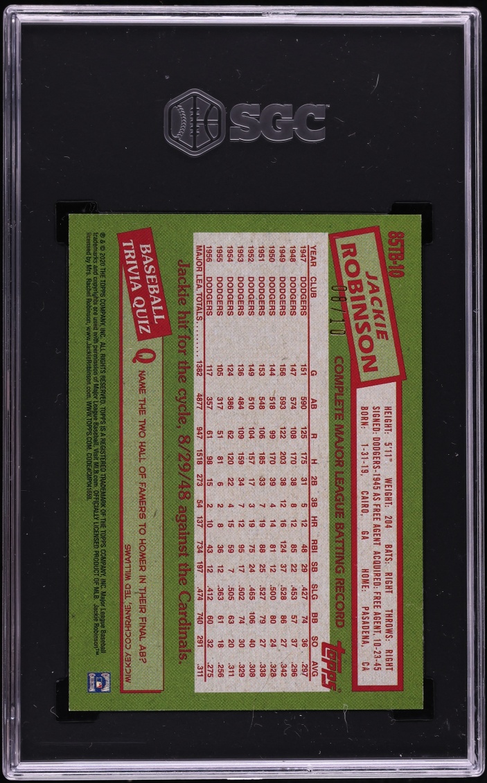 2020 Topps Update '85 Red Jackie Robinson /10 #85TB-10 SGC 9.5 MINT+ - Photo 2