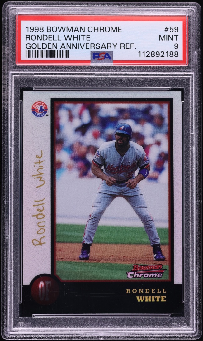 1998 Bowman Chrome Golden Anniversary Refractor Rondell White 1/5 #59 PSA 9 MINT