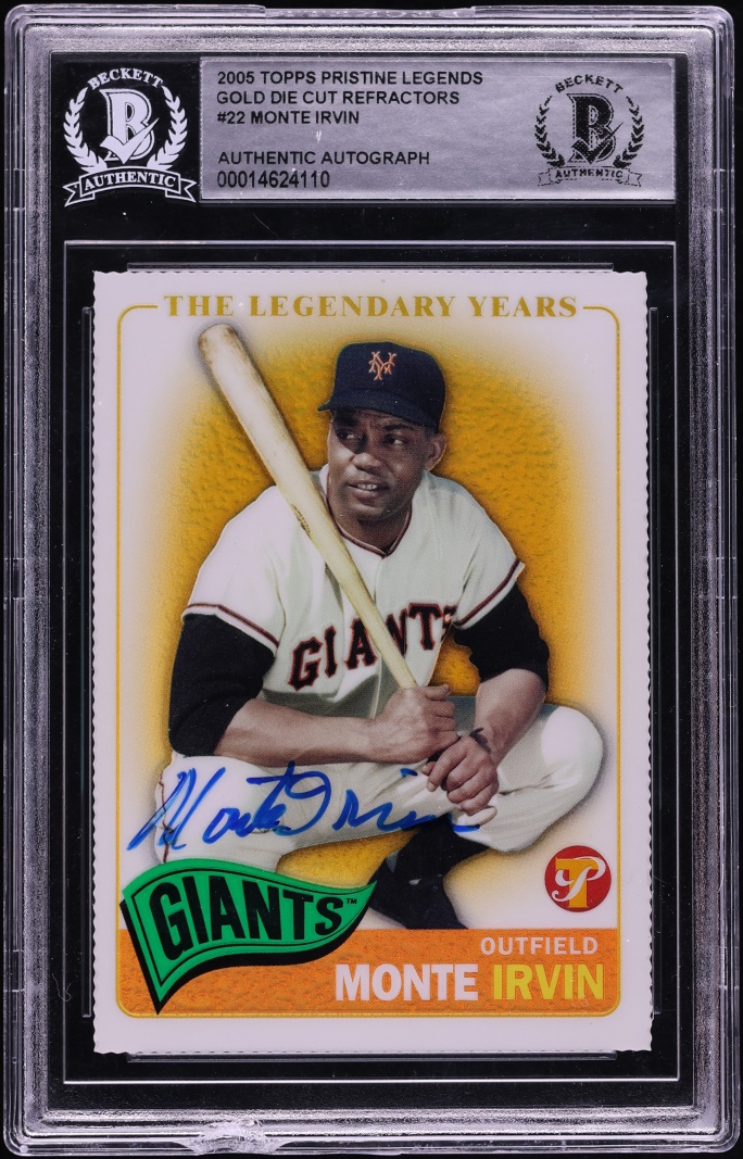 2005 Topps Pristine Legends Gold Refractor Die-Cut Monte Irvin AUTO /65 #22 BAS BGS AUTH