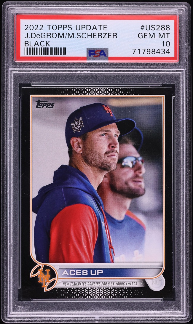 2022 Topps Update Black Jacob DeGrom Max Scherzer /71 #US288 PSA 10 GEM MINT