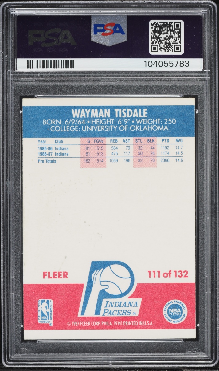 1987 Fleer Basketball Wayman Tisdale AUTO DNA 8 #111 PSA 5 EX