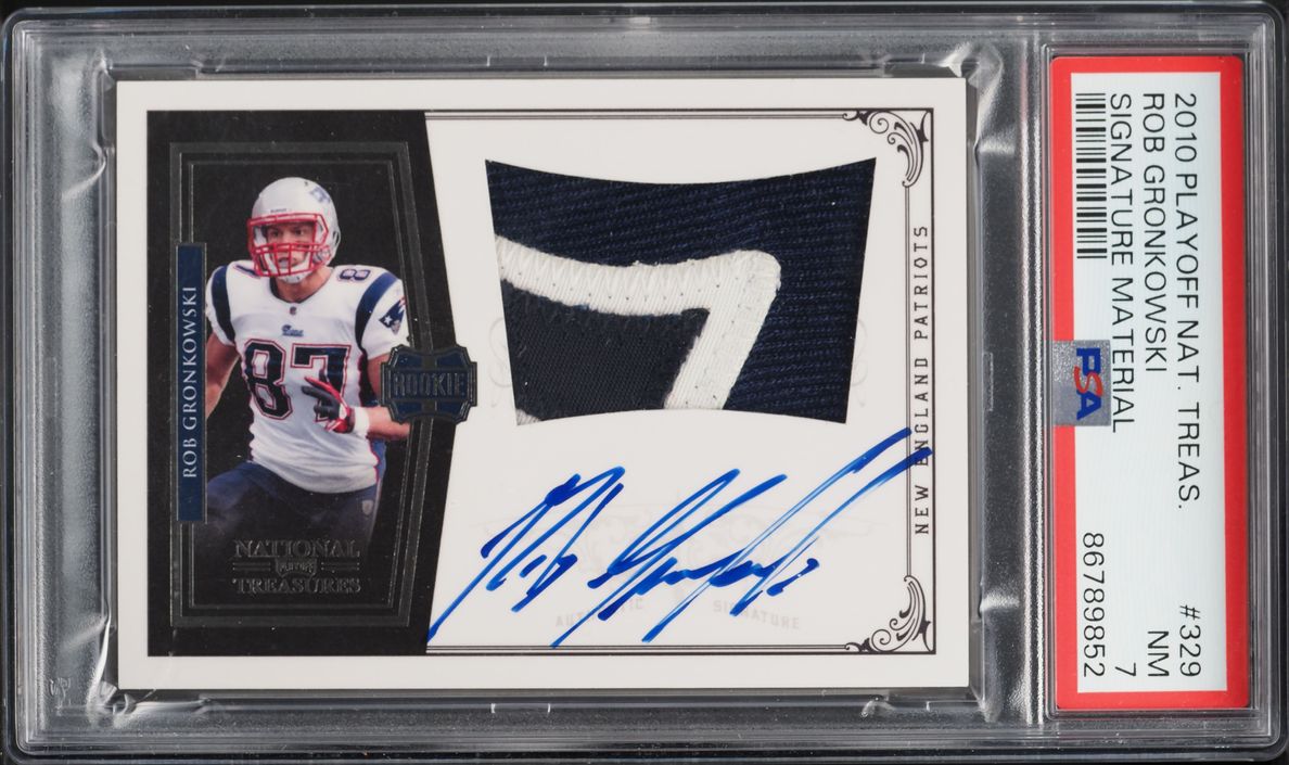 2010 National Treasures Rob Gronkowski ROOKIE PATCH AUTO /99 #329 PSA 7 NRMT