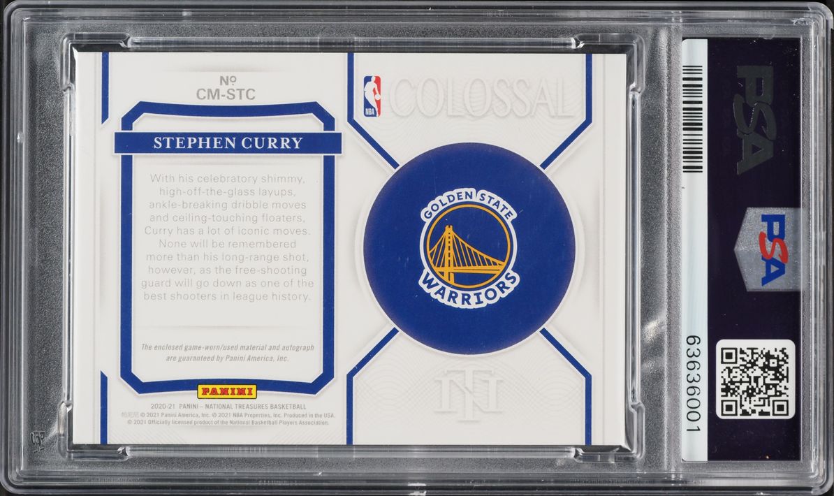 2020 National Treasures Colossal Materials Stephen Curry PATCH AUTO /25 #STC PSA 10 GEM MINT