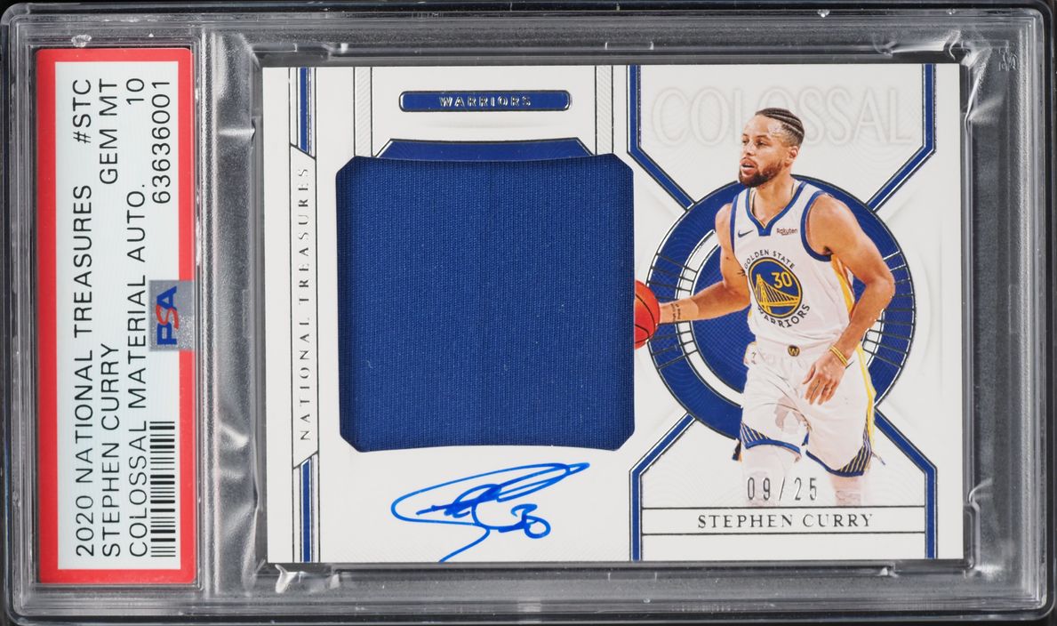2020 National Treasures Colossal Materials Stephen Curry PATCH AUTO /25 #STC PSA 10 GEM MINT