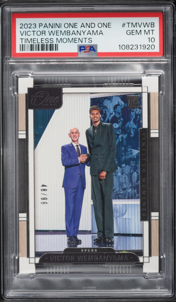 2023 Panini One And One Timeless Moments Victor Wembanyama ROOKIE /99 #TMVWB PSA 10 GEM MINT
