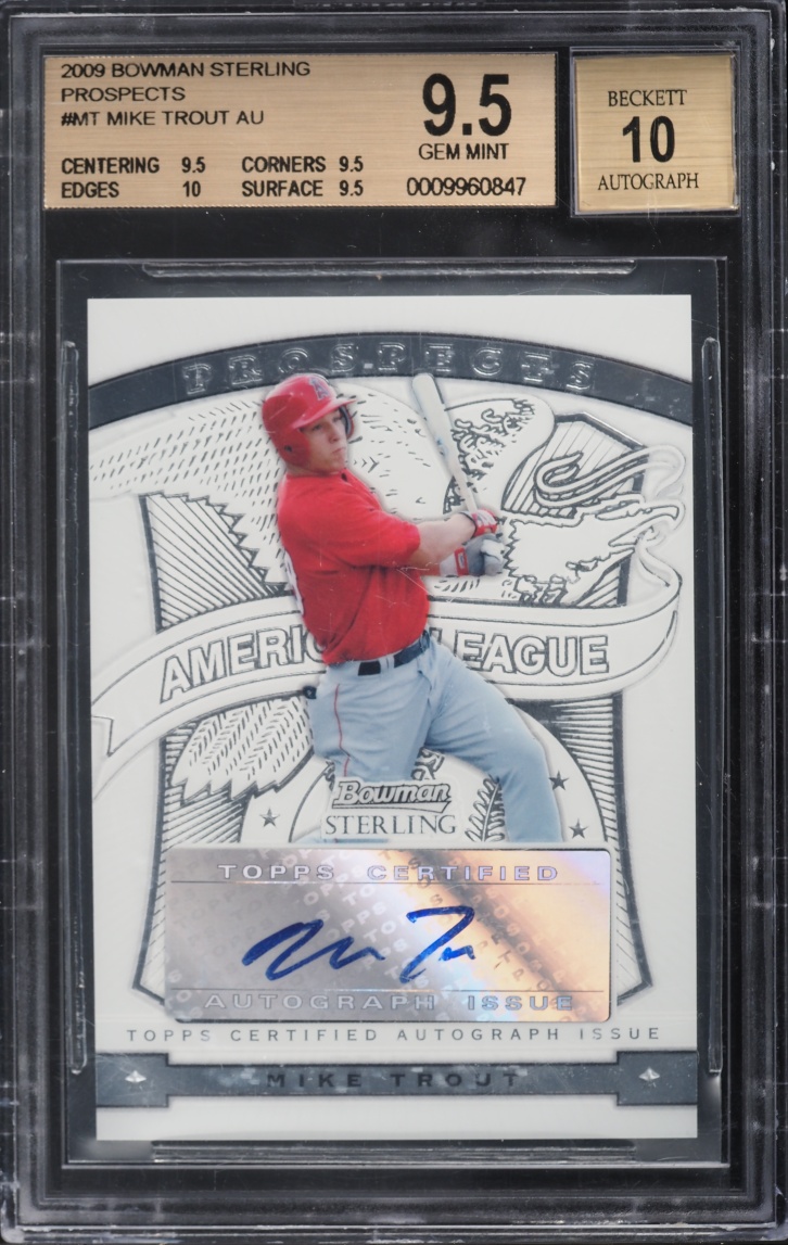 2009 Bowman Sterling Mike Trout PROSPECT AUTO #BSP-MT BGS 9.5 GEM MINT