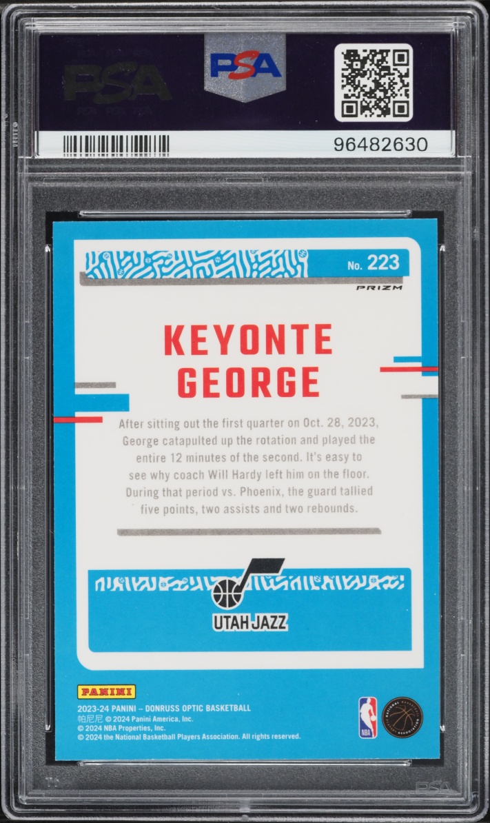 2023 Donruss Optic White Sparkle Keyonte George ROOKIE #223 PSA 10 GEM MINT