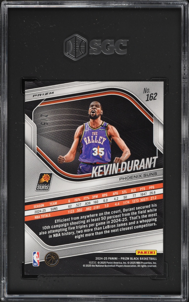 2024 Panini Prizm Black Gold Kevin Durant /5 #162 SGC 9.5 MINT+