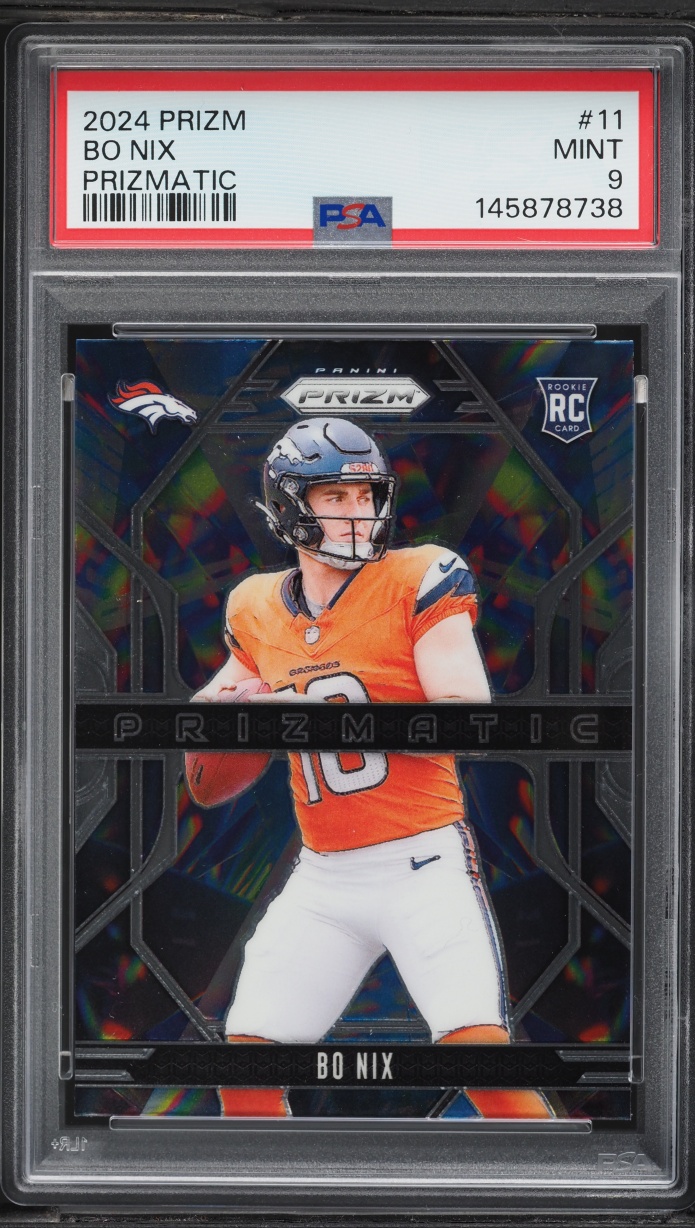 2024 Panini Prizm Prizmatic Bo Nix ROOKIE #11 PSA 9 MINT