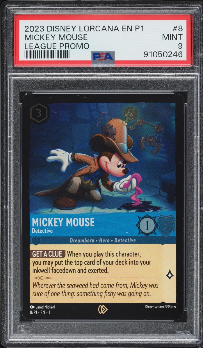 2023 Disney Lorcana League Promo Mickey Mouse Detective #8 PSA 9 MINT