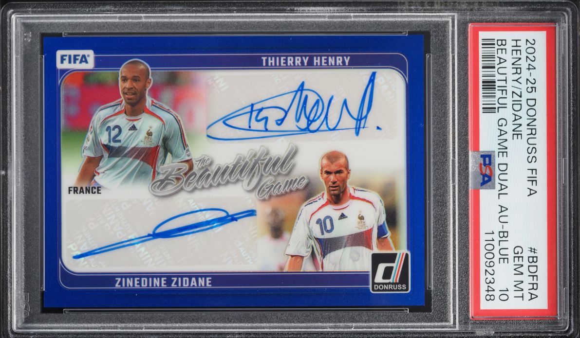 2024 Donruss FIFA The Beautiful Game Blue Thierry Henry Zinedine Zidane AUTO 7/7 #BD-FRA PSA 10