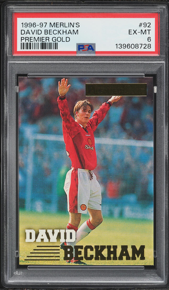 1996 Merlin Premier Gold David Beckham ROOKIE #92 PSA 6 EXMT