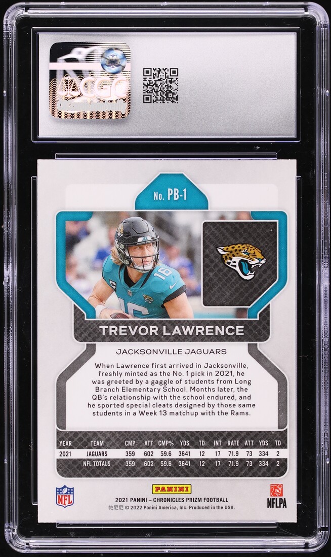 2021 Panini Chronicles Prizm Black Trevor Lawrence ROOKIE #PB-1 CGC 8 NM-MT