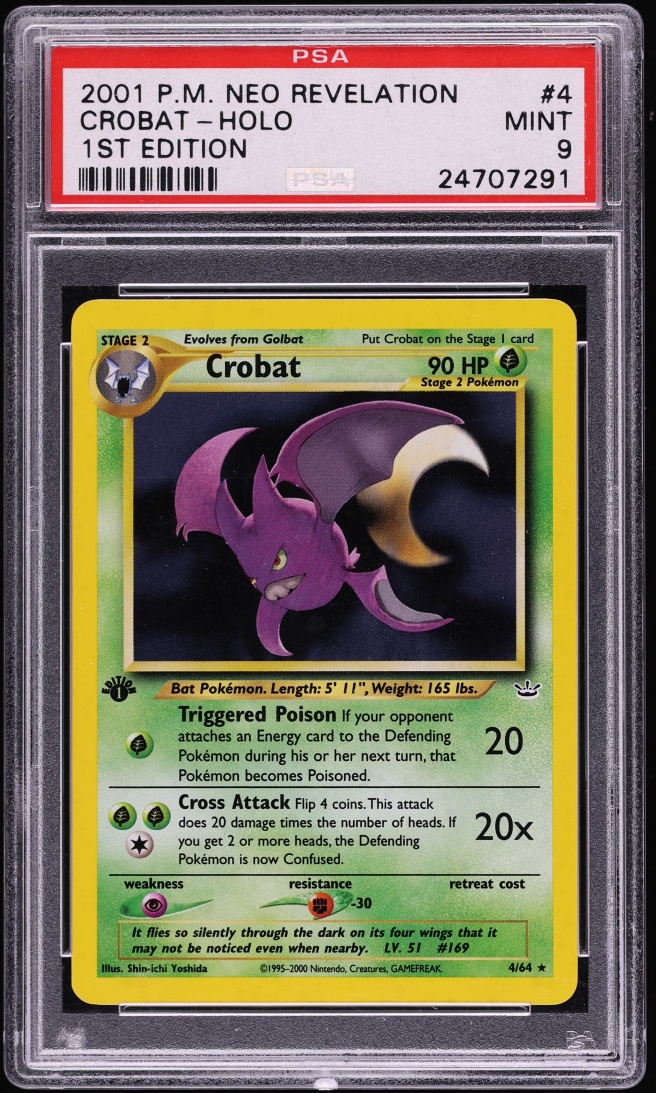2001 Pokemon Neo Revelation 1st Edition Holo Crobat #4 PSA 9 MINT