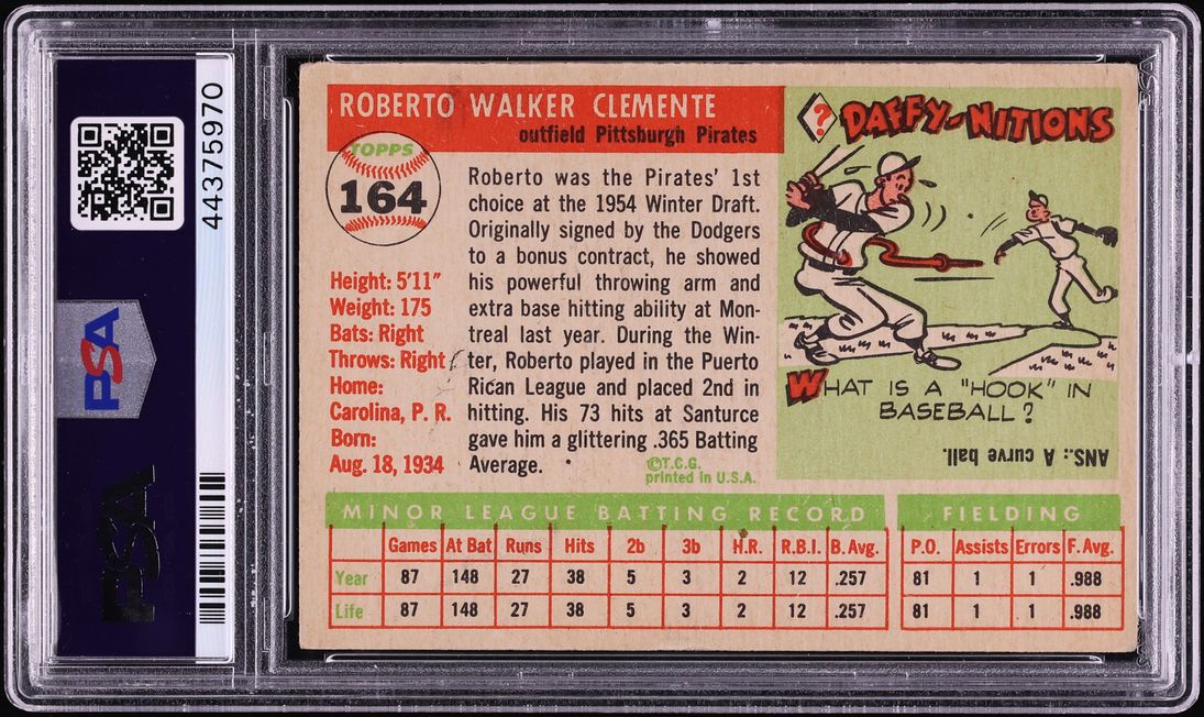1955 Topps Roberto Clemente ROOKIE #164 PSA 4 VGEX