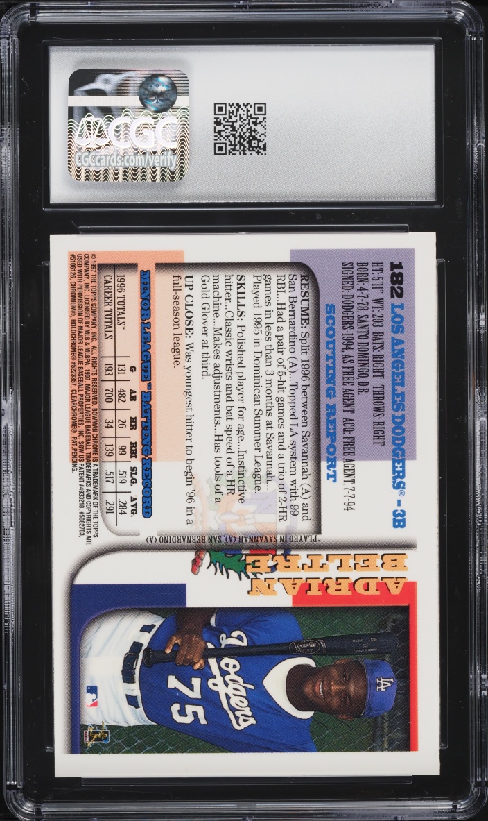 1997 Bowman Chrome International Best Adrian Beltre #182 CGC 8.5 NM-MT+