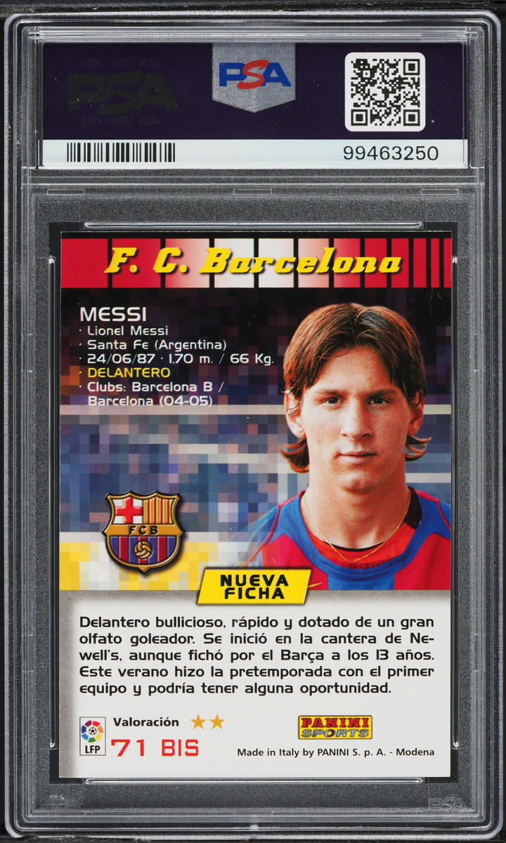 2004 Panini Sports Mega Cracks La Liga Lionel Messi ROOKIE #71 PSA 8 NM-MT