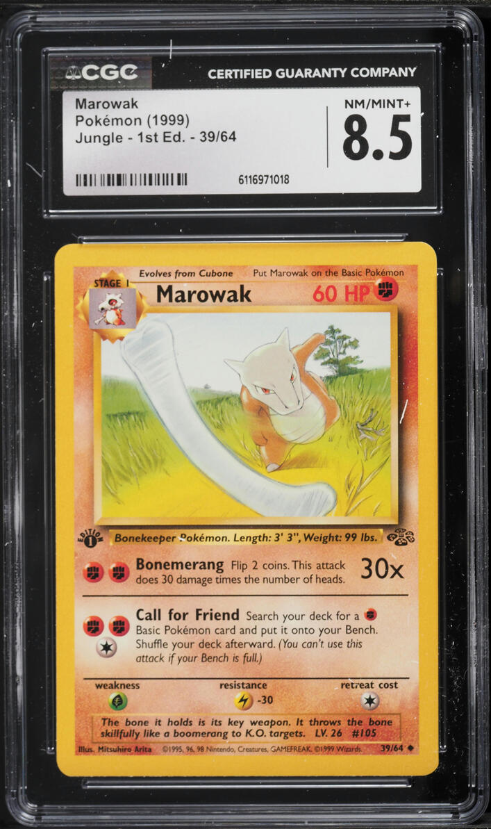 1999 Pokemon Jungle 1st Edition Marowak #39 CGC 8.5 NM-MT+