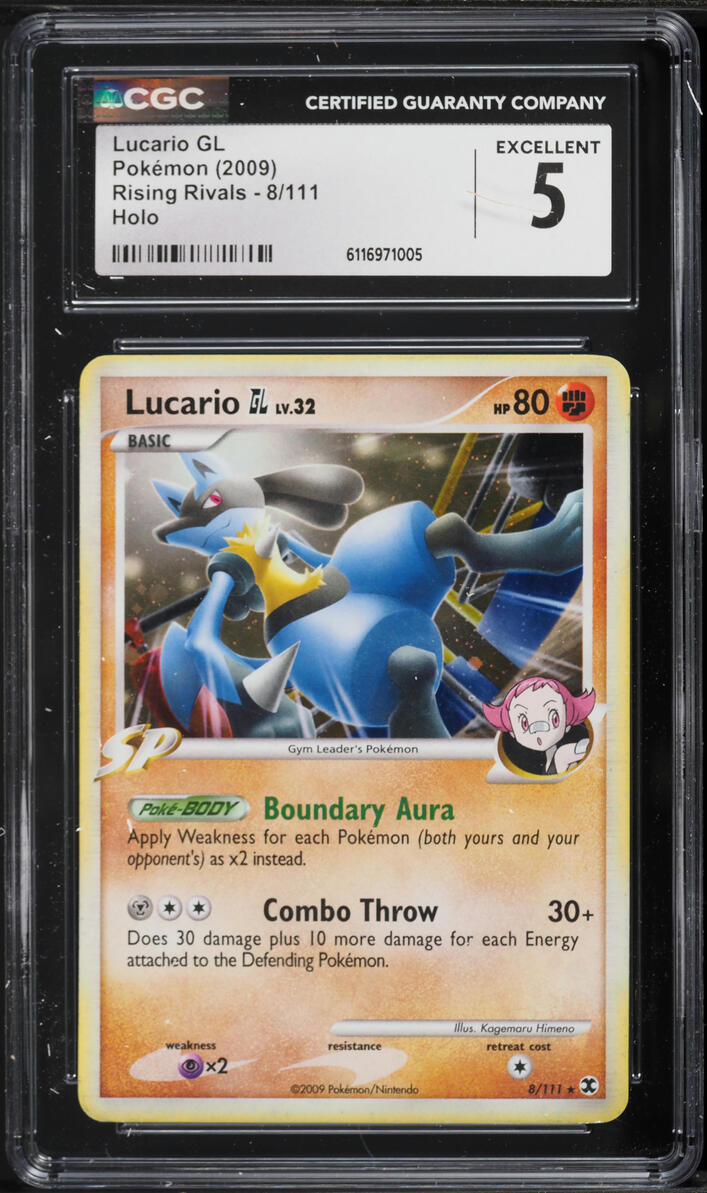 2009 Pokemon Platinum Rising Rivals Holo Lucario GL #8 CGC 5 EX