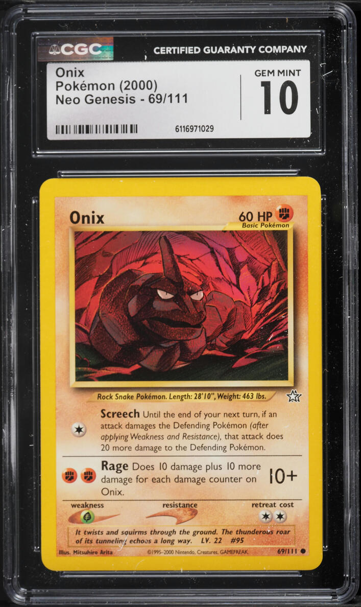 2000 Pokemon Neo Genesis Onix #69 CGC 10 GEM MINT