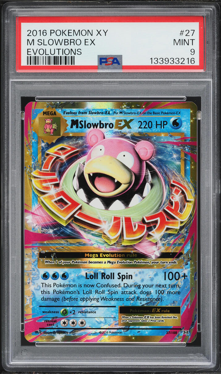 2016 Pokemon XY Evolutions Holo M Slowbro EX #27 PSA 9 MINT