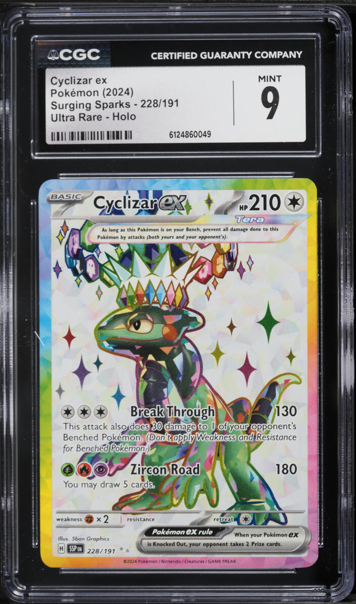 2024 Pokemon Scarlet & Violet Surging Sparks Full Art Cyclizar ex #228 CGC 9 MINT