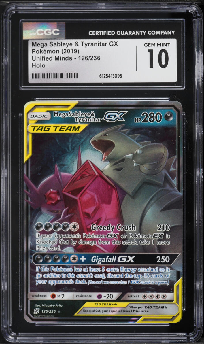 2019 Pokemon Sun & Moon Unified Minds Mega Sableye & Tyranitar GX #126 CGC 10 GEM MINT