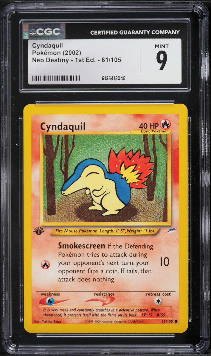 2002 Pokemon Neo Destiny 1st Edition Cyndaquil #61 CGC 9 MINT
