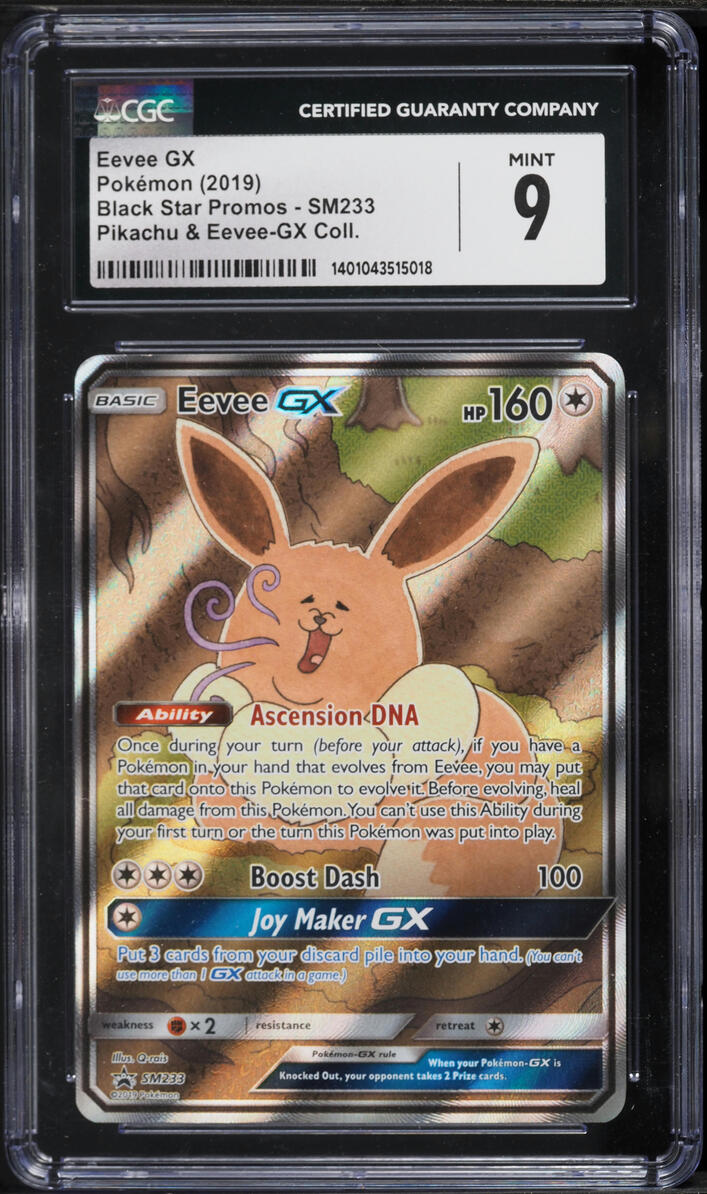 2019 Pokemon Sun & Moon Promo Pikachu GX Full Art Eevee GX #SM233 CGC 9 MINT
