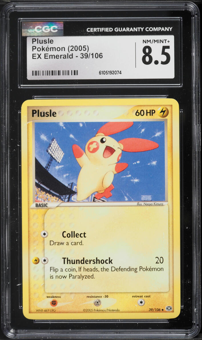 2005 Pokemon EX Emerald Plusle #39 CGC 8.5 NM-MT+
