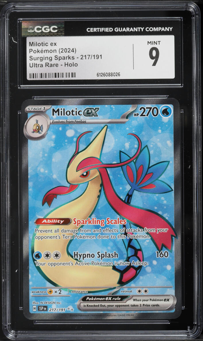 2024 Pokemon Scarlet & Violet Surging Sparks Full Art Milotic ex #217 CGC 9 MINT