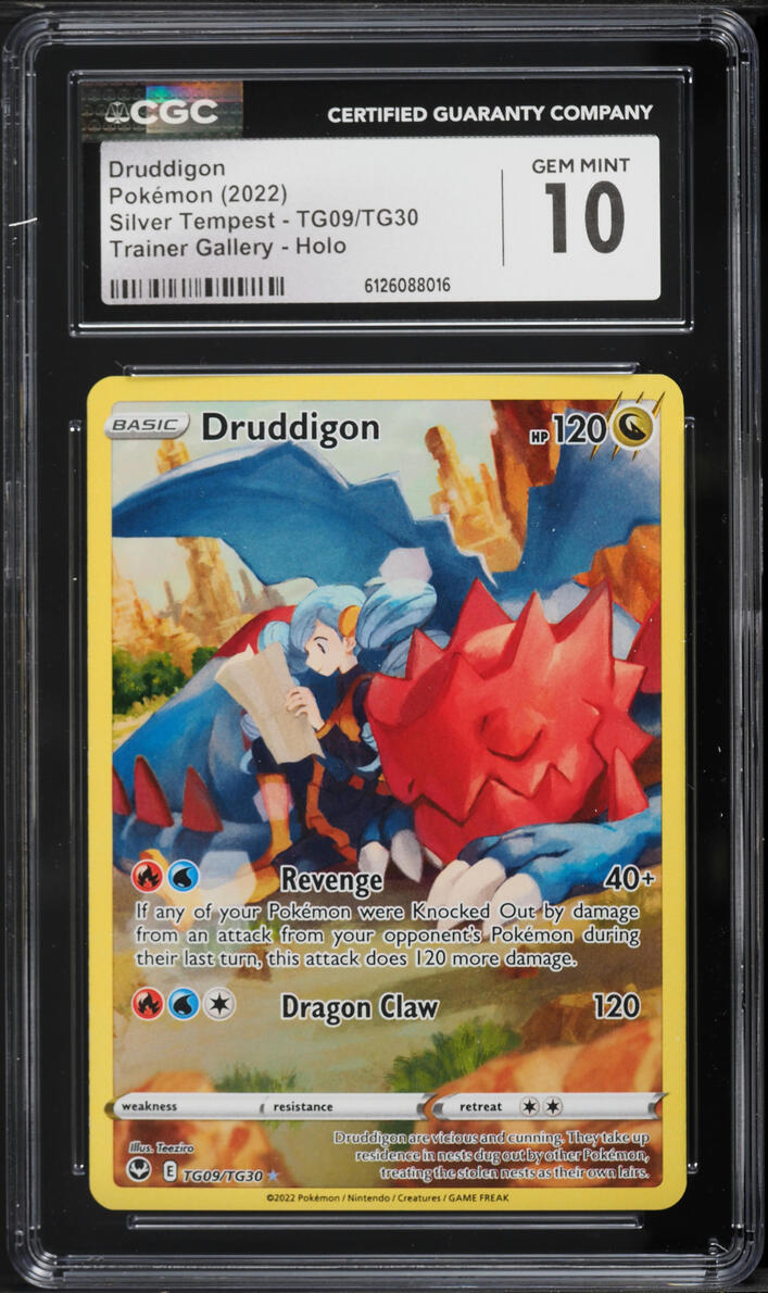 2022 Pokemon Sword & Shield Silver Tempest CHR Druddigon #TG09 CGC 10 GEM MINT