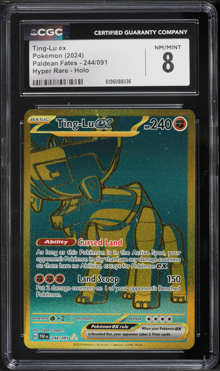2024 Pokemon Scarlet & Violet Paldean Fates Gold Rare Ting-Lu ex #244 CGC 8 NM-MT
