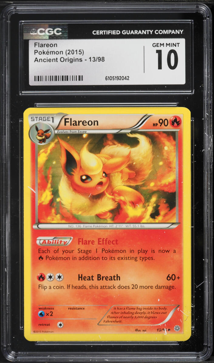 2015 Pokemon XY Ancient Origins Flareon #13 CGC 10 GEM MINT