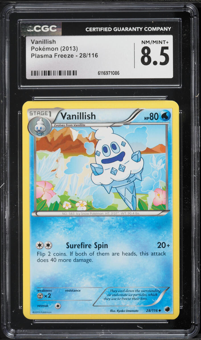 2013 Pokemon Black & White Plasma Freeze Vanillish #28 CGC 8.5 NM-MT+