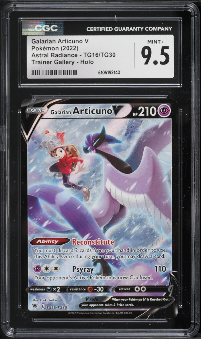 2022 Pokemon Sword & Shield Astral Radiance CHR Galarian Articuno V #TG16 CGC 9.5 MINT+