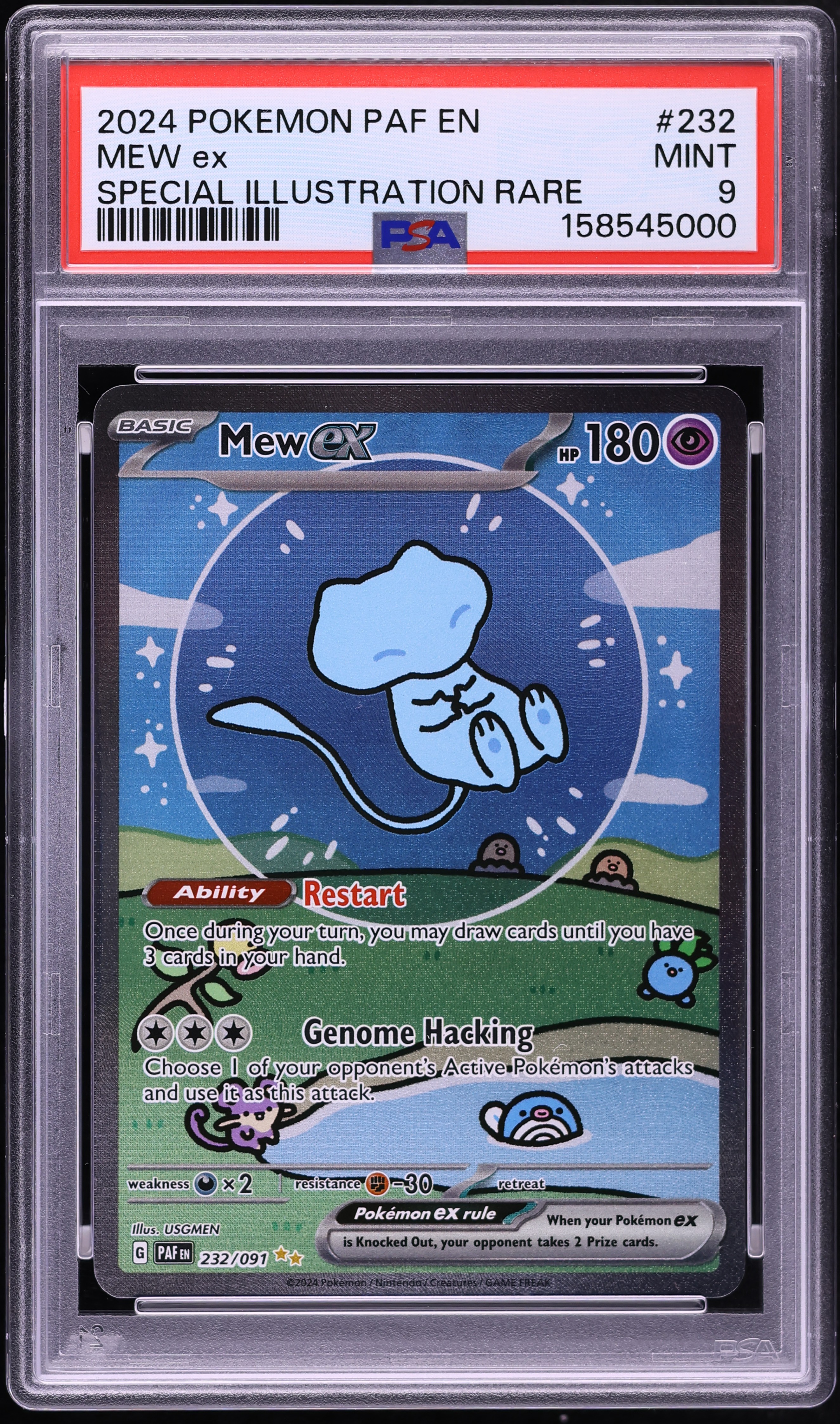 2024 Pokemon Scarlet & Violet Paldean Fates SIR Mew Ex #232 PSA 9 MINT